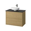 LERSJÖN/ÄNGSJÖN - Wash-stnd w drawers/wash-basin/tap, oak effect/black marble effect, 82x49x79 cm