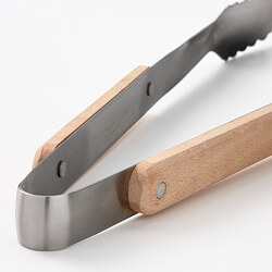 GRILLTIDER - Set 3 unit alat barbeku, baja tahan karat/kayu beech