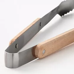 GRILLTIDER - Set 3 unit alat barbeku, baja tahan karat/kayu beech