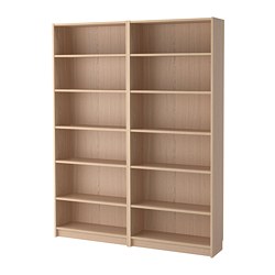 BILLY rak  buku  veneer kayu oak diwarnai putih IKEA 