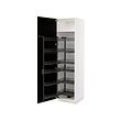 METOD - High cabinet with pull-out larder, white/Lerhyttan black stained, 60x60x220 cm