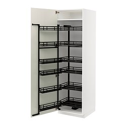METOD - High cabinet with pull-out larder, white/Veddinge white, 60x60x200 cm