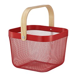 RISATORP - Basket, bright red, 25x26x18 cm