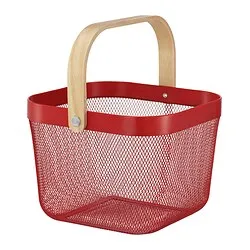 RISATORP - Keranjang, merah terang, 25x26x18 cm