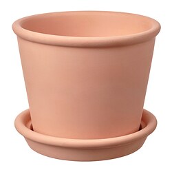 MUSKOTBLOMMA - Plant pot with saucer, in/outdoor terracotta, 12 cm