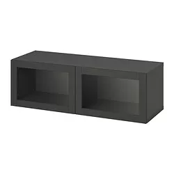 BESTÅ - Unit rak dengan pintu, abu-abu tua/Sindvik abu-abu tua, 120x42x38 cm
