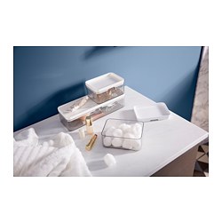 BROGRUND - Kotak, set isi 3, abu-abu transparan/putih