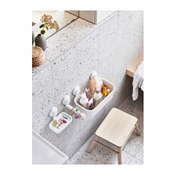 TISKEN - Tempat tisu toilet + plastik hisap, putih