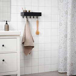LILLASJÖN - Wall shelf with 5 hooks