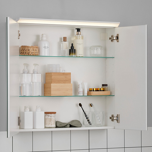 TREASJÖN kab cermin 2 pintu/lampu built-in