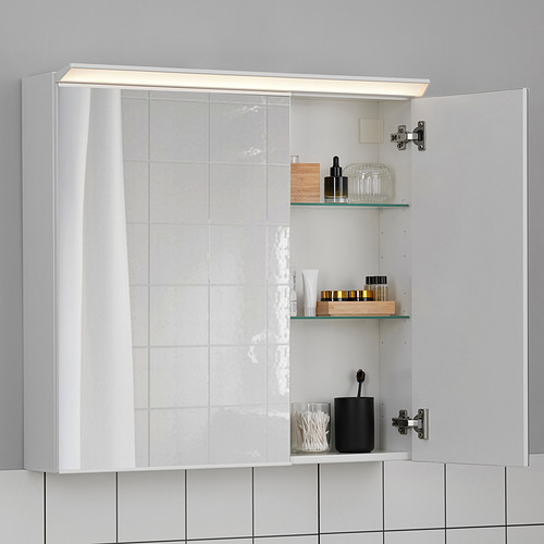 TREASJÖN kab cermin 2 pintu/lampu built-in