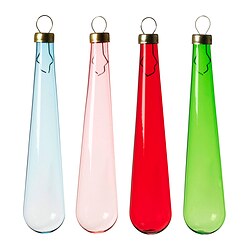 VINTERFINT - Tree ornament, drop-shaped glass/mixed colours, 14 cm