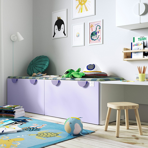 SMÅSTAD bench with toy storage, white/lilac, 90x52x48 cm IKEA