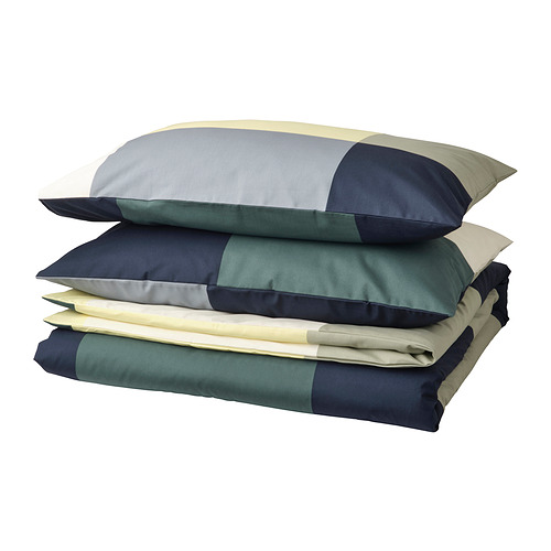 BRUNKRISSLA sarung duvet dan 2 sarung bantal