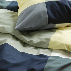 BRUNKRISSLA - Sarung duvet dan 2 sarung bantal, hijau/aneka warna, 200x200/50x80 cm