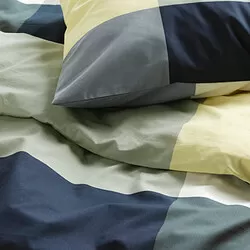 BRUNKRISSLA - Sarung duvet dan 2 sarung bantal, hijau/aneka warna, 200x200/50x80 cm