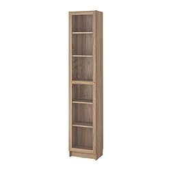 BILLY/OXBERG - Bookcase with glass door, oak effect/clear glass, 40x30x202 cm