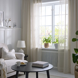 HÄLLEBRÄCKA - Sheer curtains, 1 pair, light beige, 145x250 cm