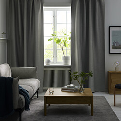 VILBORG - Room darkening curtains, 1 pair, grey, 145x250 cm