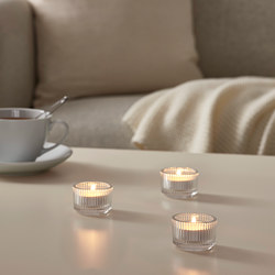 FINSMAK - Tealight holder, clear glass, 3.5 cm