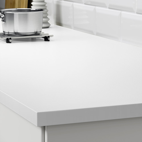 EKBACKEN permukaan meja  dapur  dua sisi dengan tepi putih 