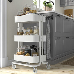 RÅSKOG - Trolley, white, 35x45x77 cm