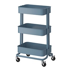 RÅSKOG - Trolley, grey-blue, 35x45x77 cm