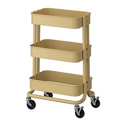 RÅSKOG - Trolley, beige-yellow, 28x38x61 cm