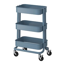RÅSKOG - Trolley, grey-blue, 28x38x61 cm