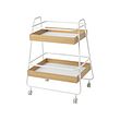 SVENARUM - Trolley table with storage, bamboo/white, 40x56 cm