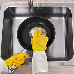 RINNIG - Cleaning gloves, bright yellow/off-white, S