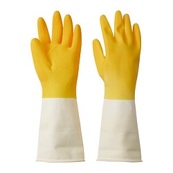 RINNIG - Cleaning gloves, bright yellow/off-white, S