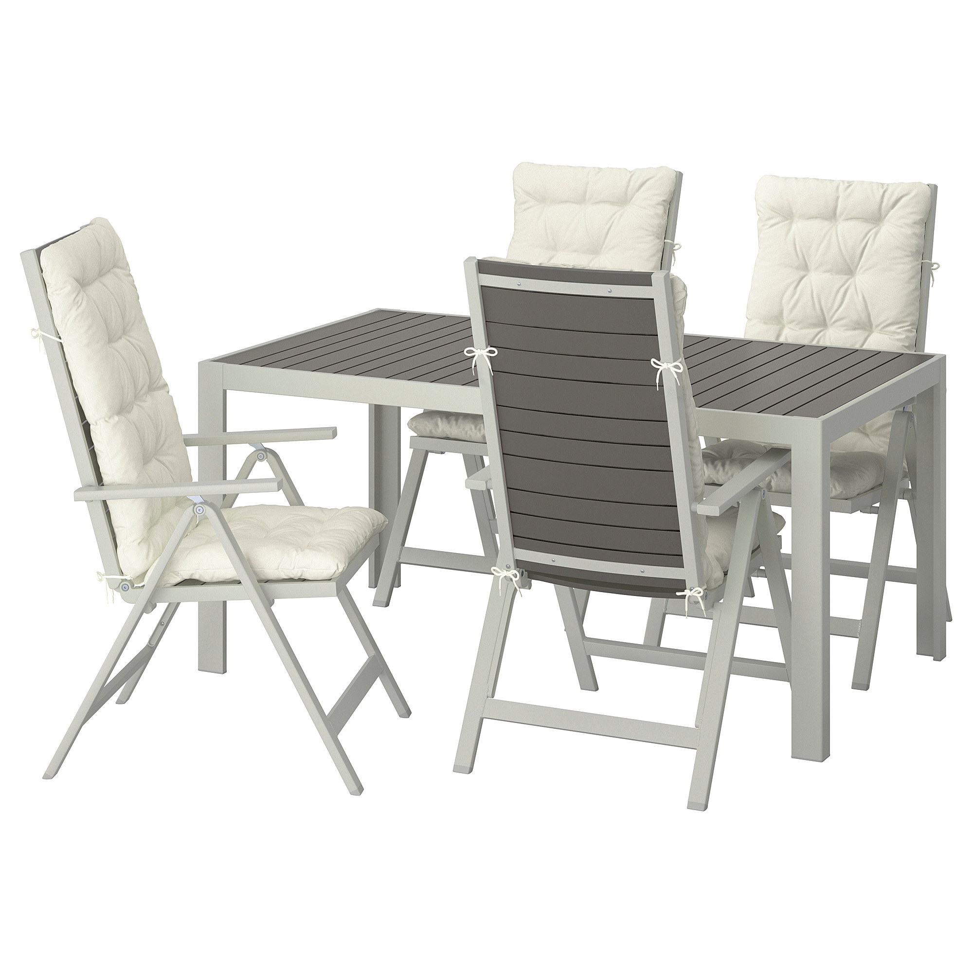 Sjalland Table 4 Reclining Chairs Outdoor Dark Grey Kuddarna Beige Ikea Indonesia