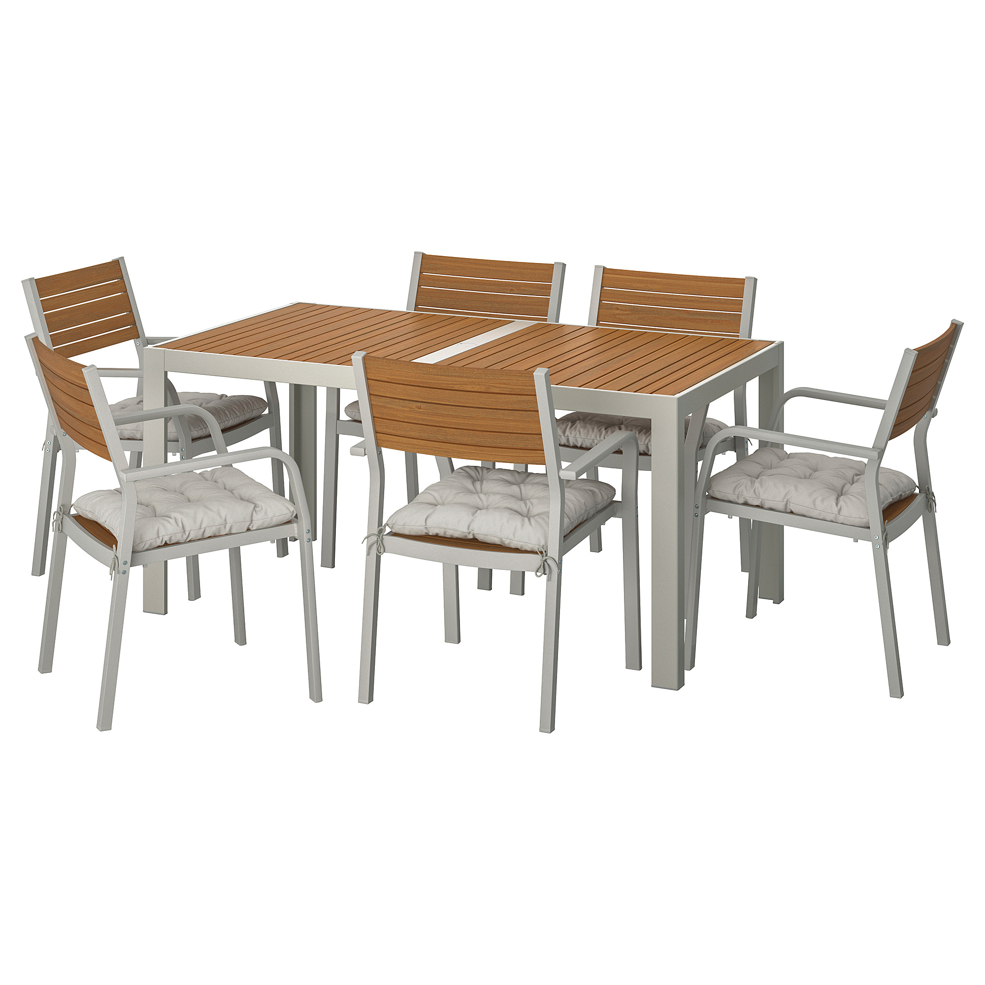 Sjlland Table 6 Chairs W Armrests