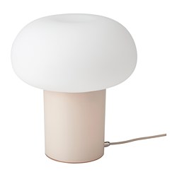 DEJSA - Lampu meja, krem/putih opal kaca, 28 cm