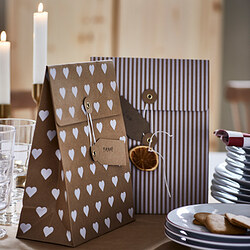 VINTERFINT - Gift bag, mixed patterns brown, 20x26 cm