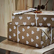 VINTERFINT - Gift wrap roll, heart pattern/brown, 3x0.7 m/2.10 m²