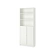 BILLY - Bookcase with doors, white, 80x30x202 cm
