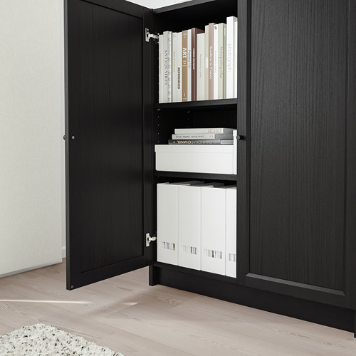 Billy Oxberg Bookcase With Doors Black Brown Ikea Indonesia