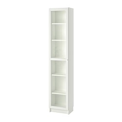 BILLY/OXBERG - Bookcase with glass door, white/glass, 40x30x202 cm