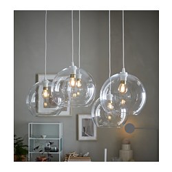 JAKOBSBYN - Kap lampu gantung, kaca bening, 30 cm
