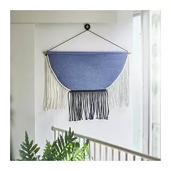 HÄNGALM - Tapestri gantung, krem hitam/lilac terang-biru, 85x60 cm