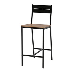 SANDSBERG - Bar stool, black/brown stained, 63 cm