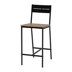 SANDSBERG - Bangku bar, hitam/diwarnai cokelat, 63 cm