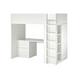 SMÅSTAD - Loft bed, white white/with desk with 3 drawers, 90x200 cm