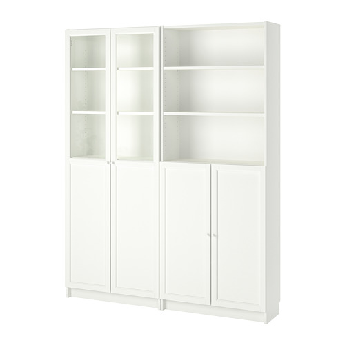 BILLY/OXBERG lemari buku dg panel/pintu kaca