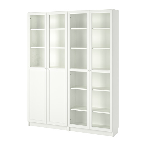 BILLY/OXBERG lemari buku dg panel/pintu kaca
