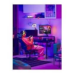 UTVISNING - Meja gaming dengan rak, hitam, 120x60 cm