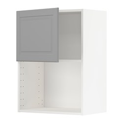 METOD - Wall cabinet for microwave oven, white/Bodbyn grey, 60x37x80 cm