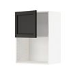 METOD - Wall cabinet for microwave oven, white/Lerhyttan black stained, 60x37x80 cm